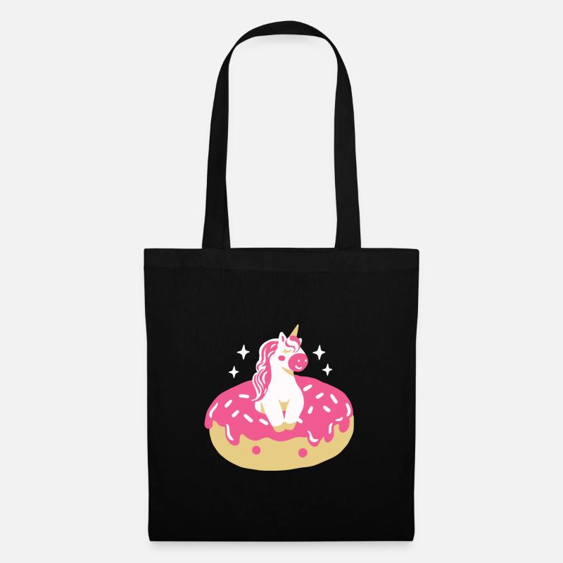 Donut und Einhorn - Stoffbeutel - Schwarz