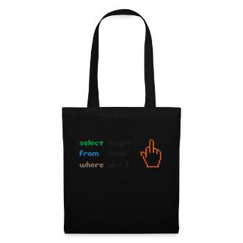 Lustige SQL-Abfrage: 8-Bit-Mittelfinger für Geeks - Stoffbeutel - Schwarz - Vorne