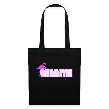 Miami USA Flamingo Vogel Amerika Florida Reisen - Stoffbeutel - Schwarz - Vorne