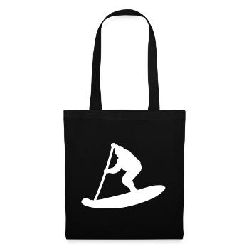 Silhouette minimaliste du Stand Up Paddle - Sac en tissu - noir - Devant
