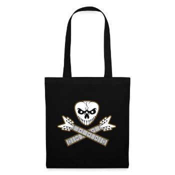 Crâne de médiator et os croisés de guitare - Sac en tissu - noir - Devant