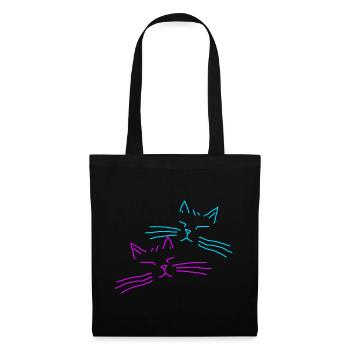 Katze Katzen Retro Vintage Party  - Stoffbeutel - Schwarz - Vorne