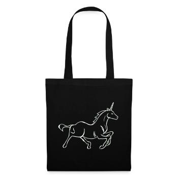 Laufendes Einhorn Linienzeichnung - Stoffbeutel - Schwarz - Vorne
