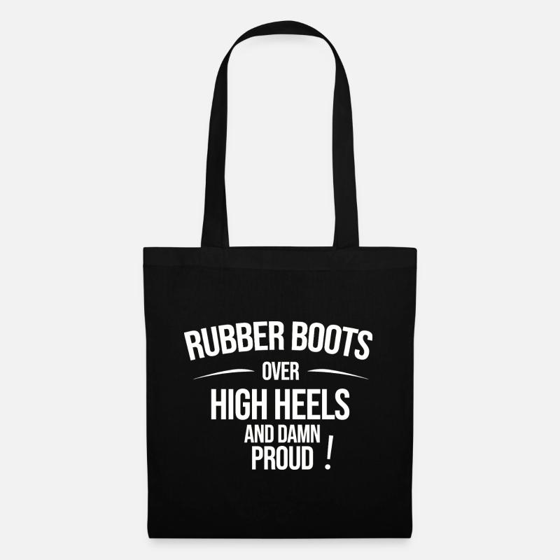 Rubber Boots over High Heels – Dorfkind Statement - Stoffbeutel - Schwarz
