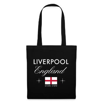 Liverpool England Koordinaten Reise Souvenir - Stoffbeutel - Schwarz - Vorne