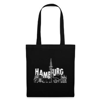 Hamburg skyline, Hamburg Germany, Hamburg city, Ha - Stoffbeutel - Schwarz - Vorne