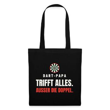 Dart Papa Geschenk: Trifft alles außer Doppel - Stoffbeutel - Schwarz - Vorne