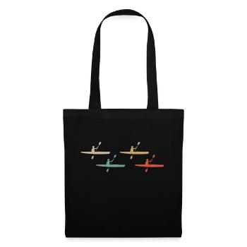 Retro style canoë canoë bateau d'aviron - Sac en tissu - noir - Devant