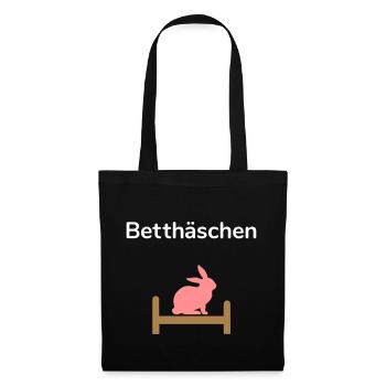 Betthäschen (Silhouette Hase, Bett) - Stoffbeutel - Schwarz - Vorne