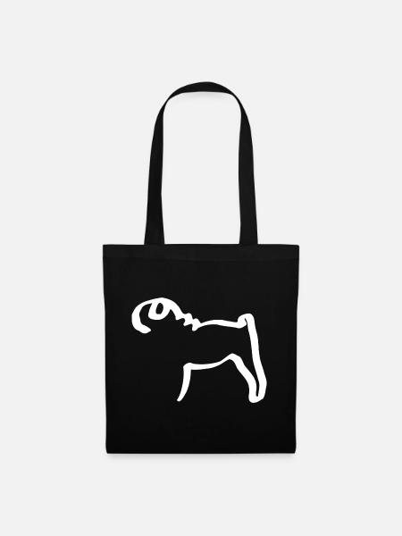 Line Pug - Tote Bag - black