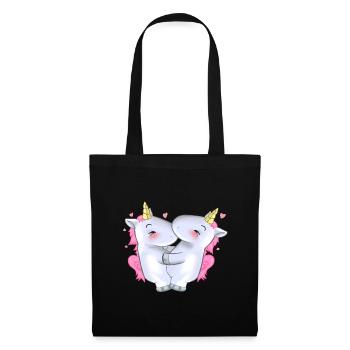 2 Cute Pink Unicorns Hugging Hug Friendship Gift - Tote Bag - black - Front