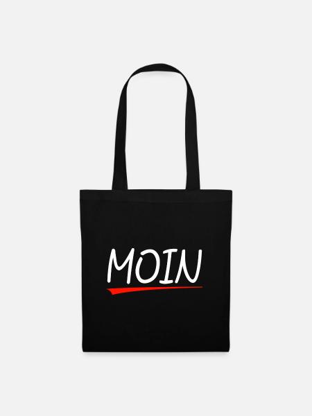 Moin Handlettering mit roter Unterstrich - Stoffbeutel - Schwarz