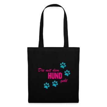 Die mit dem Hund geht - Stoffbeutel - Schwarz - Vorne