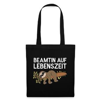 Faultier Beamtin auf Lebenszeit Faultierspruch - Stoffbeutel - Schwarz - Vorne