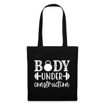 Body Under Construction - Fitness Spruch - Stoffbeutel - Schwarz - Vorne