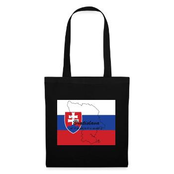 Bratislava - Hauptstadt mit GPS & Flagge - Stoffbeutel - Schwarz - Vorne