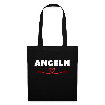 Angeln - Stoffbeutel - Schwarz - Vorne