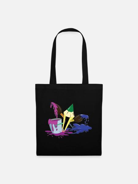 Pinsel Farbe Stift Maler Künstler Geschenk - Stoffbeutel - Schwarz