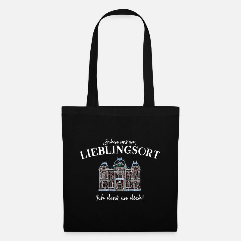 Ich denk an dich, Lieblingsort - Stoffbeutel - Schwarz