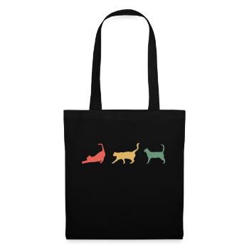 Katze Retro Haustier Geschenk - Stoffbeutel - Schwarz - Vorne