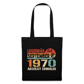 1970 September Vintage Geburtstagsgeschenk 1970 - Stoffbeutel - Schwarz - Vorne