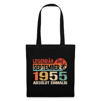 1955 September Vintage Geburtstagsgeschenk 1955 - Stoffbeutel - Schwarz - Vorne