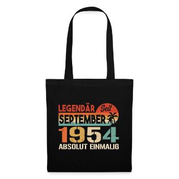 1954 September Vintage Geburtstagsgeschenk 1954 - Stoffbeutel - Schwarz - Vorne