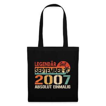 2007 September Vintage Geburtstagsgeschenk 2007 - Stoffbeutel - Schwarz - Vorne