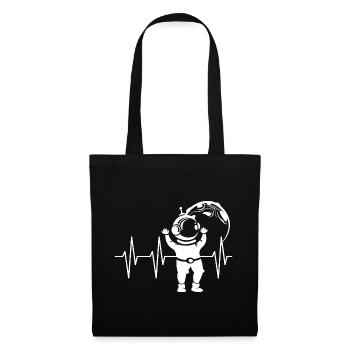 Heartbeat Astronaut Comic Pulse Space ECG Symbol - Tote Bag - black - Front