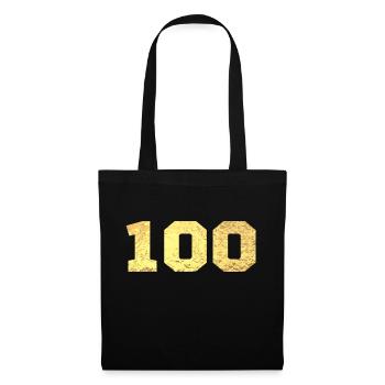 Number 100 Gold Glitter - 100th Anniversary - Tote Bag - black - Front