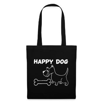 Un chien heureux (blanc) - Sac en tissu - noir - Devant
