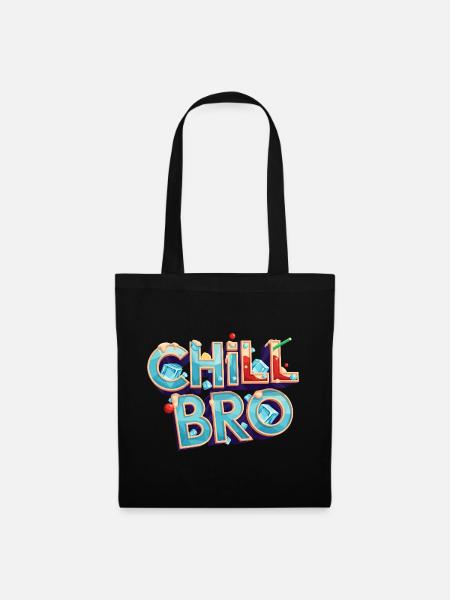 Chill Bro Cocktail Schriftzug - Stoffbeutel - Schwarz