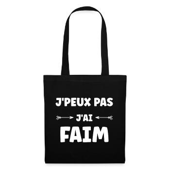 J'peux pas j'ai faim - Sac en tissu - noir - Devant