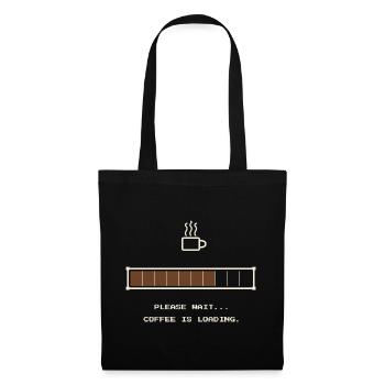Lustiges Kaffee-Lade-Fortschrittsbalken-T-Shirt - Stoffbeutel - Schwarz - Vorne