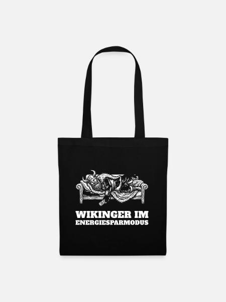 Wikinger im Energiesparmodus – lustig faul - Stoffbeutel - Schwarz