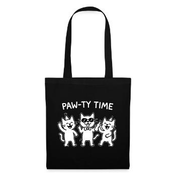 Paw-ty Time – Katzen feiern (für dunkle Shirts) - Stoffbeutel - Schwarz - Vorne
