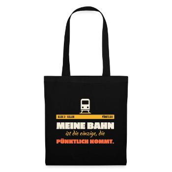 Meine Bahn Pünktlich Humor - Stoffbeutel - Schwarz - Vorne