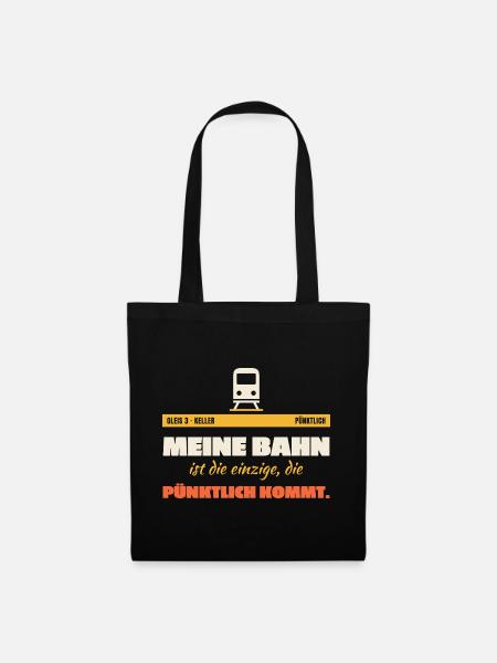 Meine Bahn Pünktlich Humor - Stoffbeutel - Schwarz