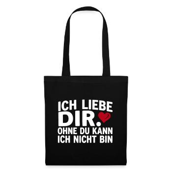 Liebe lustiger Spruch Ich liebe Dir  - Stoffbeutel - Schwarz - Vorne