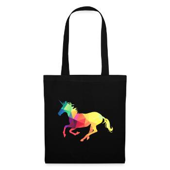 Buntes Einhorn - Stoffbeutel - Schwarz - Vorne