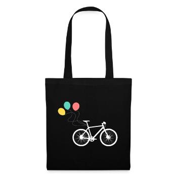Fahrrad mit Luftballons - Stoffbeutel - Schwarz - Vorne