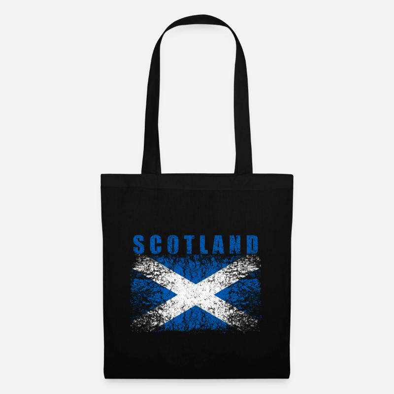 Ecosse drapeau 008 dessins ronds - Sac en tissu - noir