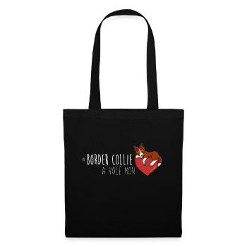Border Collie Coeur - Rouge - Sac en tissu - noir - Devant