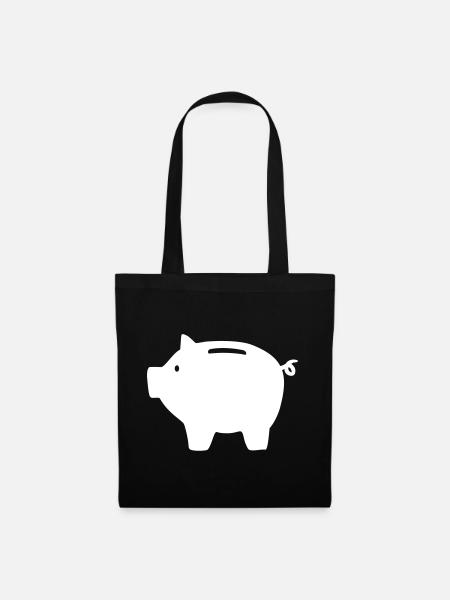 Sparschwein - Stoffbeutel - Schwarz