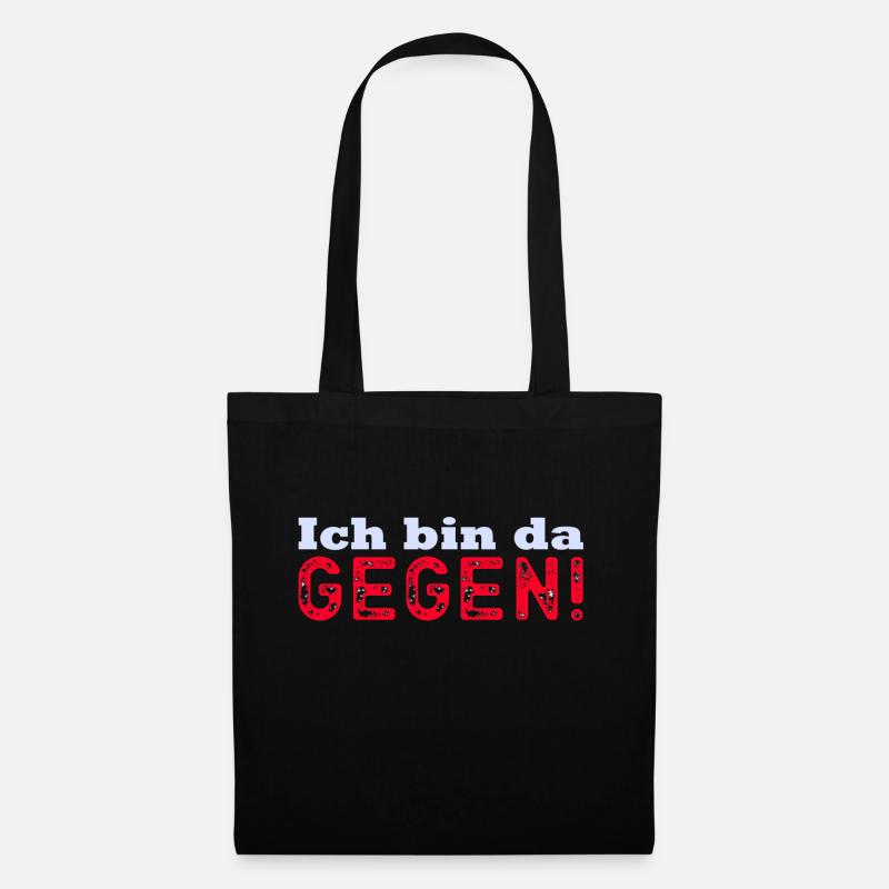 Ich bin dagegen! - Stoffbeutel - Schwarz