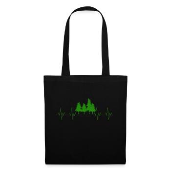 Herzschlag Baum Wald Natur Outdoor Geschenk - Stoffbeutel - Schwarz - Vorne