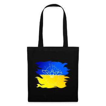 Ukraine Flagge mit Friedenstaube - Stoffbeutel - Schwarz - Vorne