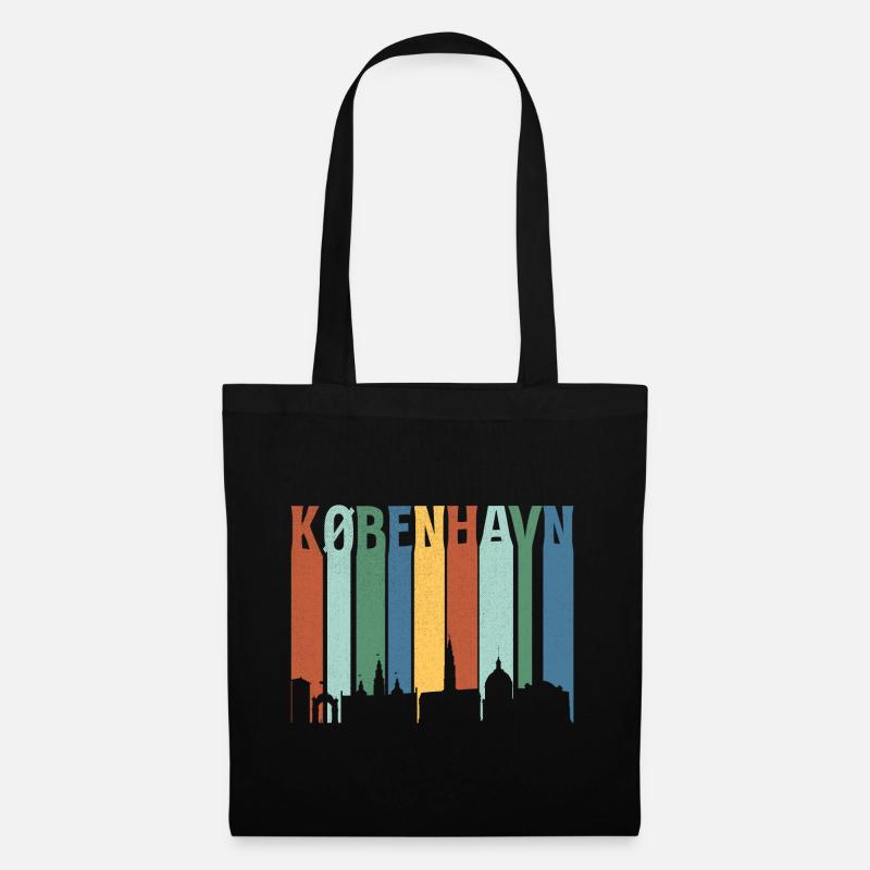 København Neon Skyline Muster - Stoffbeutel - Schwarz