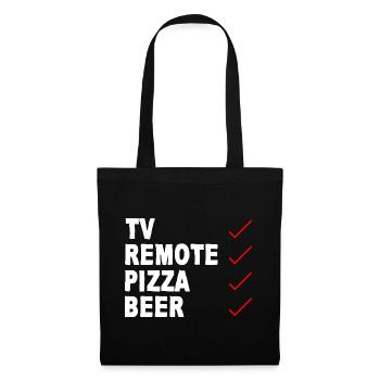 Tv Remote Pizza Beer 2 - Stoffbeutel - Schwarz - Vorne