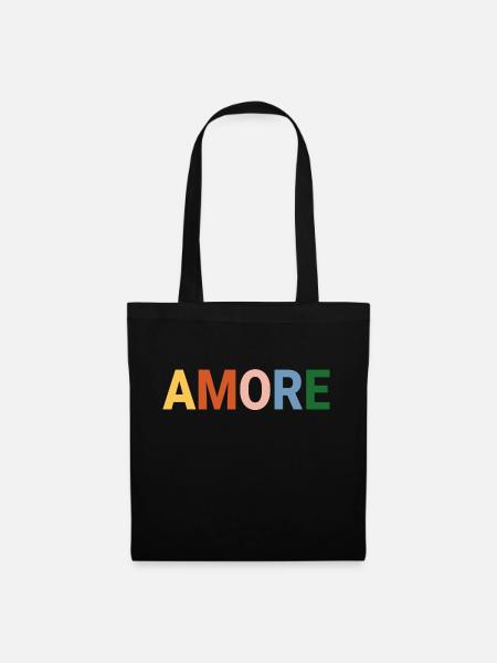 Amore, italienisch, liebe - Stoffbeutel - Schwarz